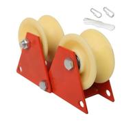 Polea doble con rodillos de nailon, guía para montaje y cables, 1400g | Estructura compacta que se pliega rápidamente, optimizando el almacenamiento en vehículos de trabajo.