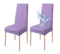 Poligino Fundas Sillas de Comedor Pack 2 Impermeable, Fundas para Sillas Elástica, Suave y Confortable, Lila