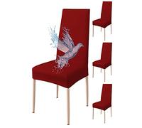 Poligino Fundas Sillas de Comedor Pack 4 Impermeable, Fundas para Sillas Elástica, Suave y Confortable, Burdeos