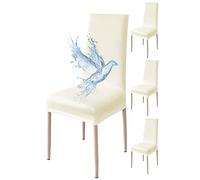 Poligino Fundas Sillas de Comedor Pack 4 Impermeable, Fundas para Sillas Elástica, Suave y Confortable, Crema Blanca