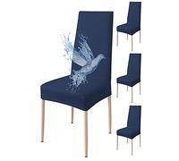 Poligino Fundas Sillas de Comedor Pack 4 Impermeable, Fundas para Sillas Elástica, Suave y Confortable, Azul