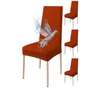 Poligino Fundas Sillas de Comedor Pack 4 Impermeable, Fundas para Sillas Elástica, Suave y Confortable, Naranja