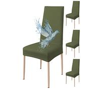 Poligino Fundas Sillas de Comedor Pack 4 Impermeable, Fundas para Sillas Elástica, Suave y Confortable, Verde
