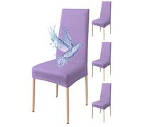 Poligino Fundas Sillas de Comedor Pack 4 Impermeable, Fundas para Sillas Elástica, Suave y Confortable, Lila