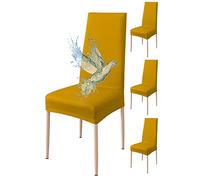 Poligino Fundas Sillas de Comedor Pack 4 Impermeable, Fundas para Sillas Elástica, Suave y Confortable, Amarillo