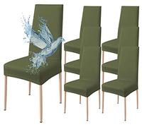 Poligino Fundas Sillas de Comedor Pack 6 Impermeable, Fundas para Sillas Elástica, Suave y Confortable, Verde