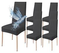 Poligino Fundas Sillas de Comedor Pack 6 Impermeable, Fundas para Sillas Elástica, Suave y Confortable, Negro