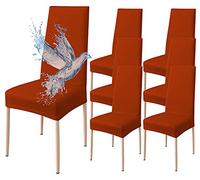 Poligino Fundas Sillas de Comedor Pack 6 Impermeable, Fundas para Sillas Elástica, Suave y Confortable, Naranja