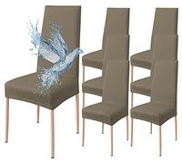 Poligino Fundas Sillas de Comedor Pack 6 Impermeable, Fundas para Sillas Elástica, Suave y Confortable, Taupe
