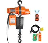 Polipasto de cadena eléctrico VEVOR, carga de 2200 lb, altura de elevación de 20 pies, velocidad de 6,9 pies/min, 230 V, grúa aérea monofásica con cadena, control remoto inalámbrico de 328 pies y con