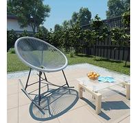 Poliratán resistente al agua Mecedora de jardín moderna Acero gris 72 | Mecedora redonda de jardín ratán sintético gris columpio colgante silla exterior resistente agua para patio terraza porche