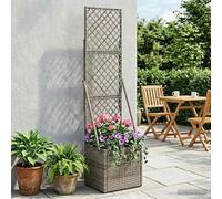 Polirratán Resistente Trellis para Plantas trepadoras Gris 35x30x135 cm | Macetero de Jardín con Enrejado Gris 35x30x135 cm Polirratán Exterior para Plantas Trepadoras con Bolsa Nylon