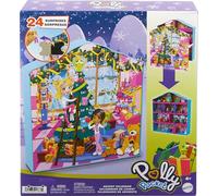 Polly Pocket Dolls Advent Calendar, Gingerbread House Playset with 24 Surprises, Dollhouse Furniture, Toy Car, and Holiday Accessories, HWP33