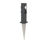 ledscom.de Polly Pilar de Toma de jardín con pincho de Suelo para Exteriores, IP44, 3 vías con Temporizador/Reloj, Antracita, Cuadrado, 38cm