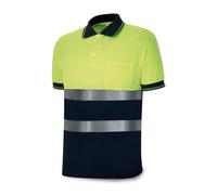 Polo de manga corta hombre amarillo azul marino alta visibilidad - mar