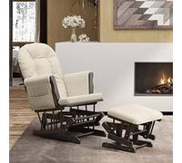 vidaXL Sillón de lactancia con taburete en tela blanco crema