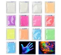 Polvo Luminoso, Pintura en Polvo Fluorescente 13 Colores, Pigmento de Resina Epoxi Fluorescente, Pigmentos Luminiscentes - Glow In The Dark para Resin, Slime, Uñas, Nail, Pintura, Acrílico 10g
