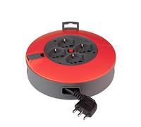 POLY POOL - PP2730 Carrete de Cable 4 m - Carrete de Cable eléctrico 4 Tomas Multiestándar y Enchufe de Ahorro de Espacio Estándar Italiano Grande 16 A - Prolongador eléctrico con Disyuntor Térmico