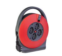 POLY POOL - PP2741 Carrete de Cable 5 m - Carrete de Cable eléctrico 4 Tomas y Enchufe de Ahorro de Espacio Grande 16A - Prolongador eléctrico con Disyuntor Térmico, Manija y Manivela
