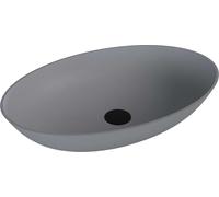 Polysan Banera - Lavabo sobre encimera 60x40 cm, sin rebosadero, sin orificio para grifería, gris mate 14397.31