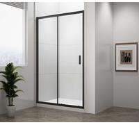 Polysan Easy Black - Puerta de ducha de 120 x 190 cm, cristal transparente/negro mate EL1215B