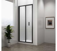 Polysan Easy Black - Puerta de ducha plegable de 80 x 190 cm, cristal transparente/negro mate EL1980B