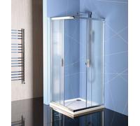 Polysan Easy Line - Cabina de ducha en cuatro piezas 90x90 cm, aluminio pulido/vidrio Brick EL5138