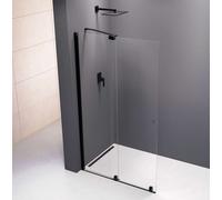 Polysan Rolls Line - Puerta de ducha de 120 x 200 cm, Antidrop, cristal transparente/negro mate MS5-120B