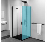 Polysan Zoom Black - Puerta de ducha plegable de 80 x 200 cm, para la izquierda, Antidrop, cristal transparente/negro mate ZL4815BL
