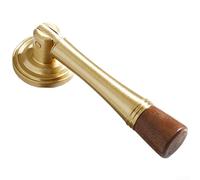Pomo de latón macizo con inserto de madera para cajón de un solo agujero para muebles de cocina, dormitorio, acabado natural de cobre, tamaño de 3,5 cm (H)