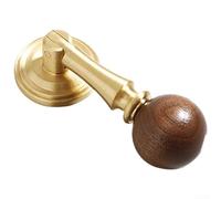 Pomo de latón macizo para armario con inserto de madera de un solo agujero para muebles de cocina, dormitorio, acabado natural de cobre, 3,5 cm (j)