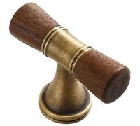 Pomo de latón macizo para gabinete con inserto de madera de un solo agujero para cajones de cocina, dormitorio, acabado natural de cobre, tamaño de 3,5 cm (M)
