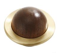 Pomo de latón macizo para gabinete con inserto de madera de un solo agujero para muebles de cocina y dormitorio, acabado natural de cobre, 3,5 cm (F)