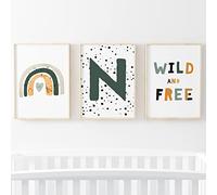 Pompom Prints® Juego de 3 estampados para dormitorio de niños, estampado de arco iris para guardería, decoración de guardería estilo bohemio Scandi, impresiones de sala de juegos