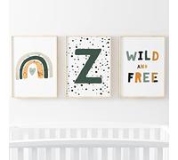 Pompom Prints® Juego de 3 estampados para dormitorio de niños, estampado de arco iris para guardería, decoración de guardería estilo bohemio Scandi, impresiones de sala de juegos