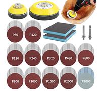 pomsare 120 discos de lijado, 50 mm, 75 mm, papel de lija de velcro, accesorio de lijado para taladro eléctrico, 80 120 180 240 320 480 600 800 1000 1200 1500 3000 pintura para muebles de madera para