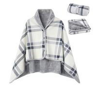 Poncho de Forro Polar Para Mujer con Botones a Presión Sudadera Cálida Capa Térmica Envoltura Cardigan para Casa Camping Mantas Sofa TV Blanket Mujer Hombre (100 x 140 cm)