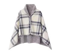 Poncho de Mujer Manta de Forro Polar Invierno Capa Chal con Botones Tippet Cálida Elegante Manta Envoltura Cardigan para Casa Camping, 100x140 cm (FR/ES, Letras, Talla única, Regular, Regular, B)