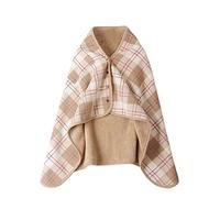 Poncho de Mujer Manta de Forro Polar Invierno Capa Chal con Botones Tippet Cálida Elegante Manta Envoltura Cardigan para Casa Camping, 100x140 cm (FR/ES, Letras, Talla única, Regular, Regular, A)