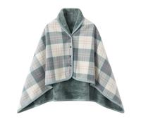 Poncho de Mujer Manta de Forro Polar Invierno Capa Chal con Botones Tippet Cálida Elegante Manta Envoltura Cardigan para Casa Camping, 100x140 cm (FR/ES, Letras, Talla única, Regular, Regular, H)