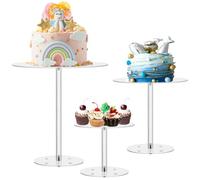 PONDON 3 soportes acrílicos para tartas, soportes redondos transparentes para tartas, soporte alto para cupcakes, soporte de exhibición de mesa de postre, elevador de dulces para cumpleaños, bodas