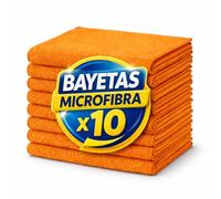 Pongal Bayeta Microfibra Multiusos 30x40cm 260g m2 Alta Absorción Profesional Reutilizable Sin Pelusa Limpieza Hogar Cocina Baño Cristales Coche Oficina Pack 10 Colores Surtidos Duradera (Naranja)
