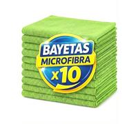 Pongal Bayeta Microfibra Multiusos 30x40cm 260g m2 Alta Absorción Profesional Reutilizable Sin Pelusa Limpieza Hogar Cocina Baño Cristales Coche Oficina Pack 10 Colores Surtidos Duradera (Verde)