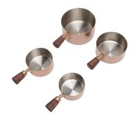 Pongnas Juego de Tazas Medidoras de Acero Inoxidable, 4 Piezas, Tazas Apilables para Salsa con Mangos de Madera de Nogal, Capacidades Precisas de 60 Ml, 80 Ml, 125 y 250 para Hornear café y