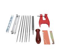 Pongnas Kit de Lima con 6 Limas Redondas, Tornillo de Banco, Medidor de Profundidad y Bolsa Enrollable - Juego de Afilado Universal para - Herramienta de Mantenimiento in Situ