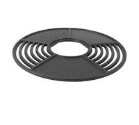 Pongnas Placa para Parrilla Parrilla Redonda de Hierro Fundido de 42 Cm con Revestimiento Antiadherente Esmaltado para de Barbacoa en Interiores y Exteriores - Sartén Doble Plana y Acanalada