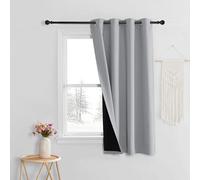 PONY DANCE Cortina 100% Opaca Corta 1 Pieza,Termica Aislante Frio y Calor | 140x160cm(AnxAl),Gris Claro,Cortina Blackout para Dormitorio,Negro Forro,Proteccion UV y Privacidad,con Ojales,Beige Oscuro