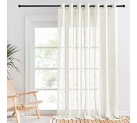 PONY DANCE Cortina Beige Grande Transparente para Salon 1 Pieza | 254x260cm(AnxAl), Visillos Efecto Lino para Ventanales y Terrazas, Ligeras y Transpirables, Filtrado de Luz, con Ojales