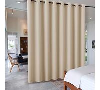 PONY DANCE Cortina Dormitorio Opaca 1 Pieza, Aislante el Calor y Frio | 457x274cm(AnxAl),Beige Oscuro,Separador Divisora, Curtain for Living room,Bloquea Luz, Proteccion Privacidad,con Ojales