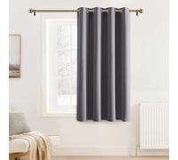PONY DANCE Cortina Gris Opaca Corta 1 Pieza,Termica Aislante el Frio | 140x180cm(AnxAl),Cortina Blackout para Cocina/Dormitorio,Bloquea UV,Lavable,Puerta Divisora para Armario,con Ollaos